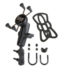 Load image into Gallery viewer, RAM Mounts Combination Brake/Clutch Reservoir U-Bolt Mount with Short Arm & Universal X-Grip Phone Cradle Kit